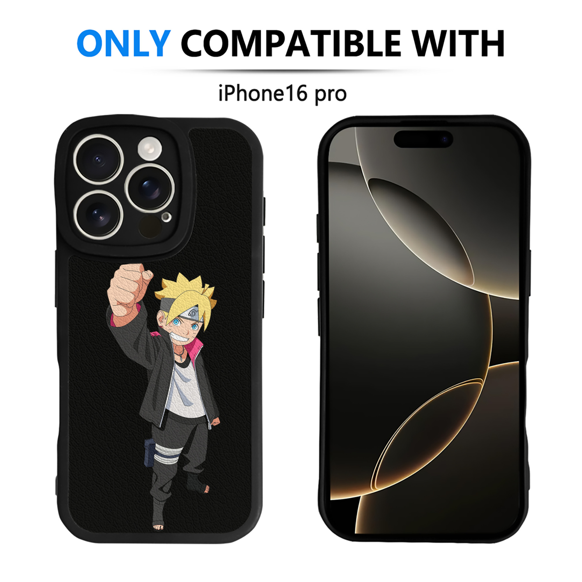 （画像用） NARUTO -ナルト- うずまき ボルト Uzumaki Boruto 【iPhone 16シリーズ対応】シリコンスマホケース（レザー調） 材質：シリコン
